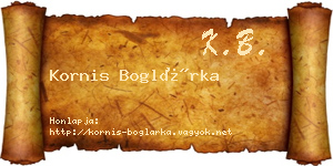 Kornis Boglárka névjegykártya