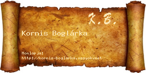 Kornis Boglárka névjegykártya